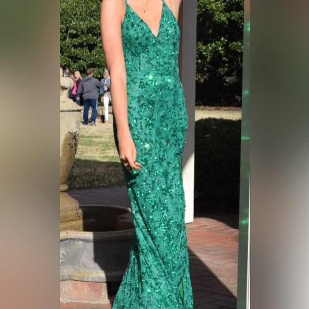 Primavera Couture Green Sequin Maxi Gown - Picture 6 of 6